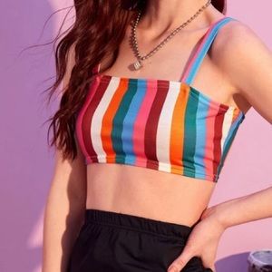 Rainbow stripe crop top cami